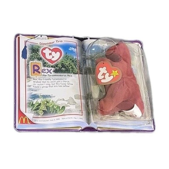 TY Teenie Beenie Babies McDONALDS 1995 DINOSAUR TRIO Set REX STEG BRONTY MINT - Picture 4 of 5